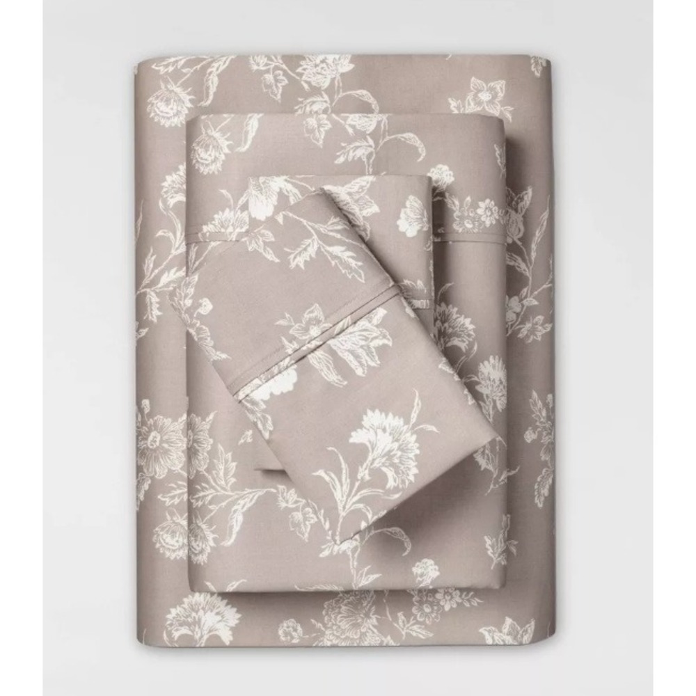 Threshold Twin Twin XL Performance 400 Thread Count Sheet Set Khaki Floral